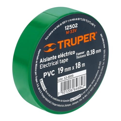 Huincha aisladora 19mm x 18mts verde M-33V Truper