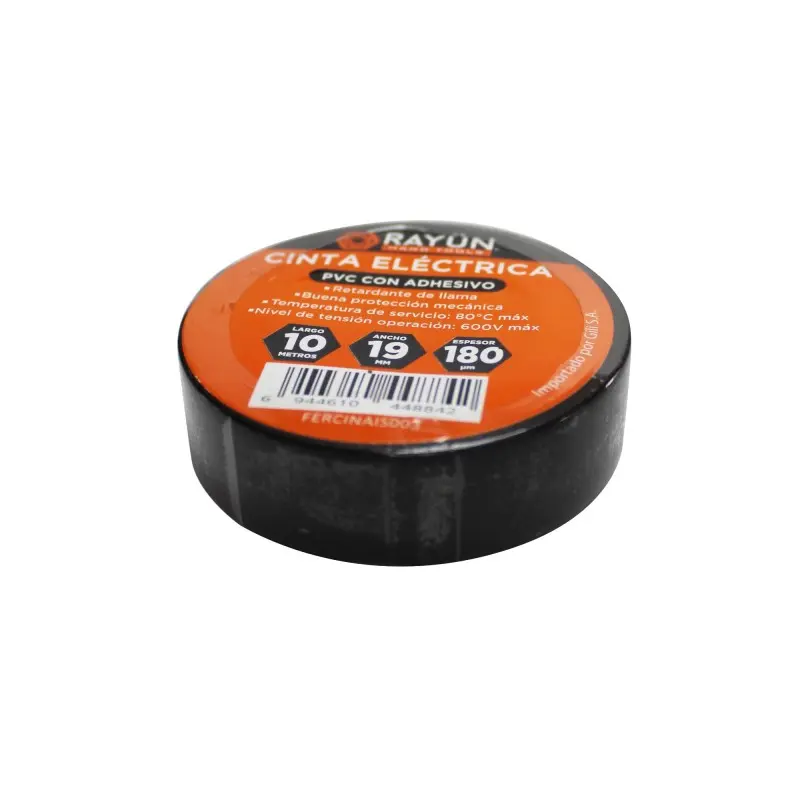 Huincha aisladora negra 10m x 19mm Rayun