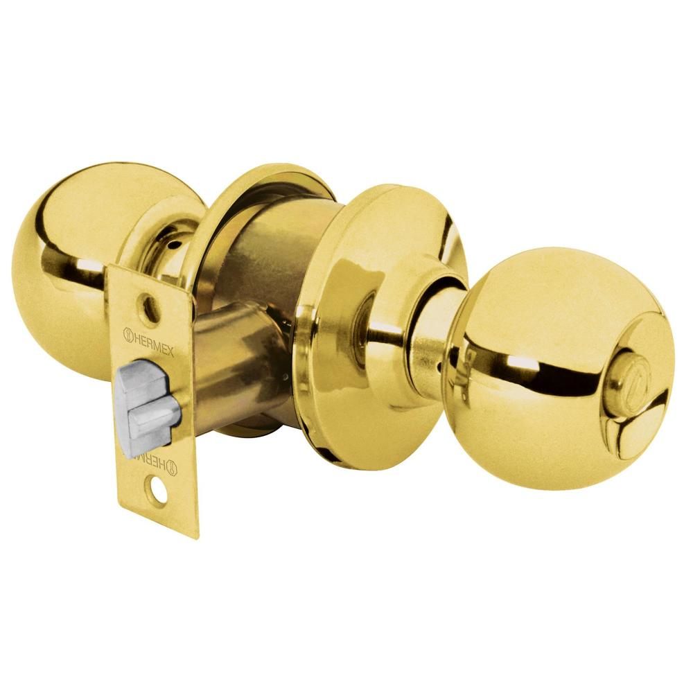 Cerradura pomo dormitorio laton brillante BAL-LB-RP Hermex