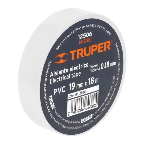 Huincha aisladora 19mm x 18mts blanco M-33B Truper