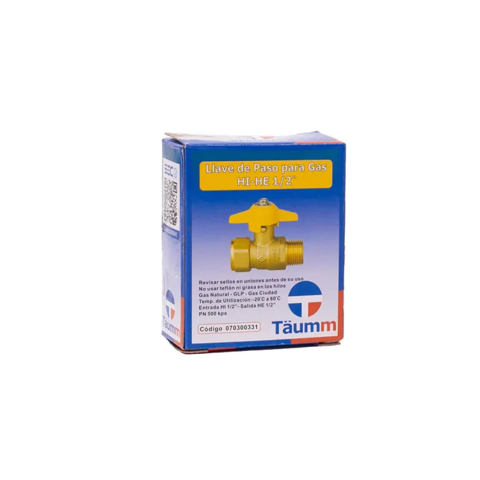 Llave  paso gas HI-HE 1/2" Taumm