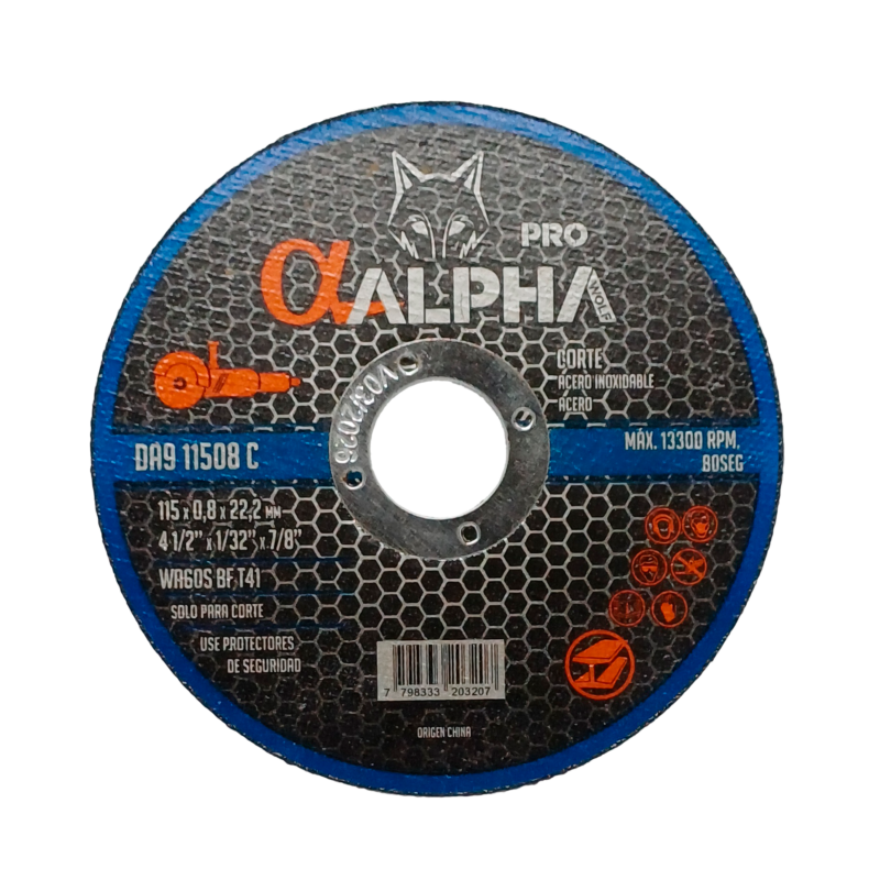 Disco de Corte 4 1/2 X 0.8 Extra Fino AC/AC INOX ALPHA PRO