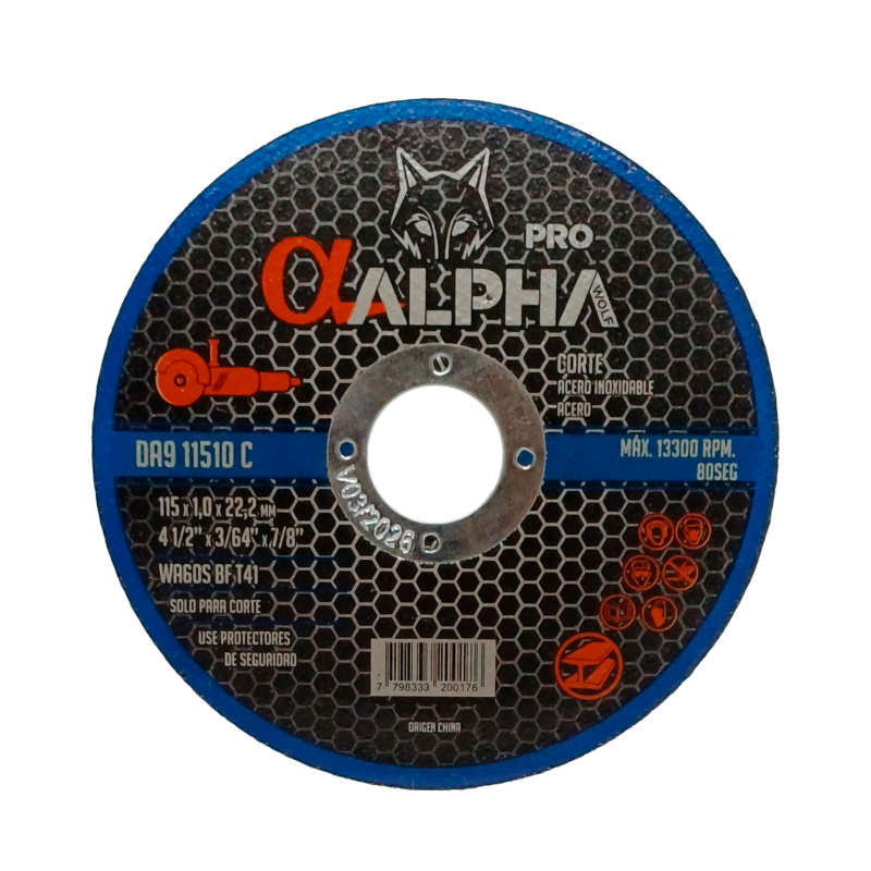 Disco de corte 4 1/2'' x 1.0mm inox Alpha Pro