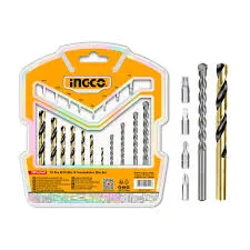 Set brocas acero, concreto y puntas 19 piezas Ingco